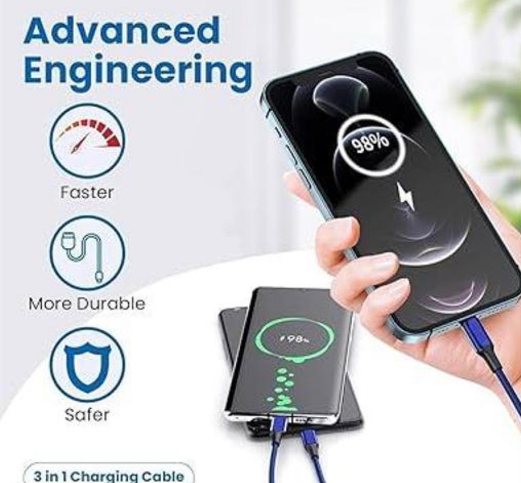 3 in 1 Fast Charging Cable | Multi Charger Wire